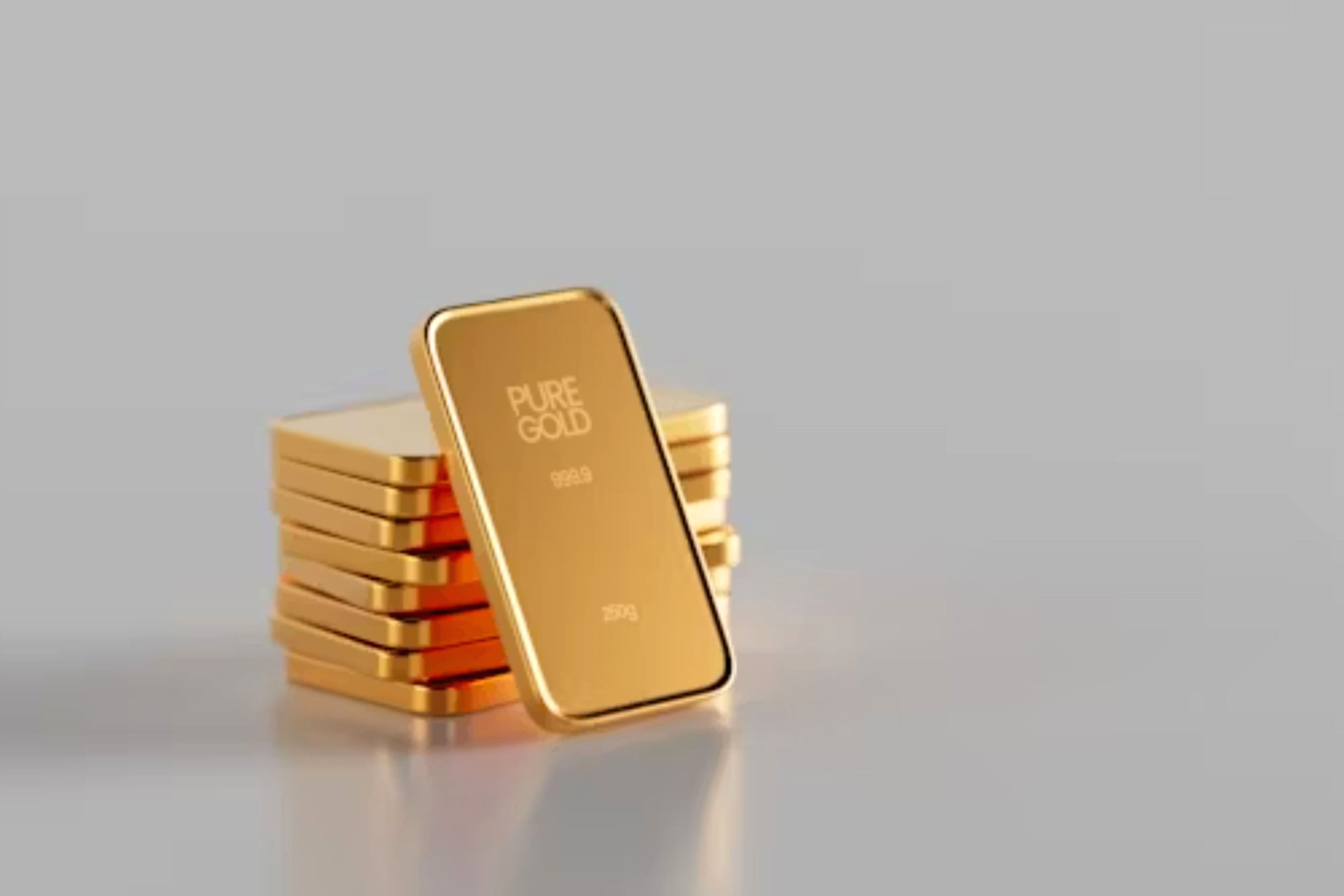 Batangan emas Antam 24 karat yang dipajang di etalase