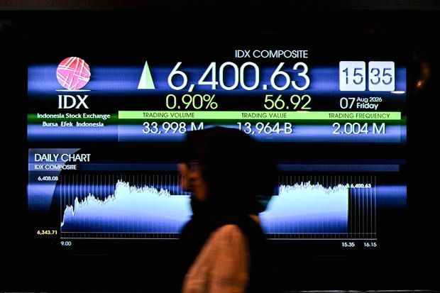 Tampilan layar grafik pergerakan Indeks Harga Saham Gabungan di bursa efek