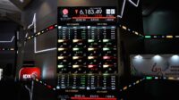Grafik pergerakan Indeks Harga Saham Gabungan (IHSG) di Bursa Efek Indonesia pada layar monitor perdagangan saham.