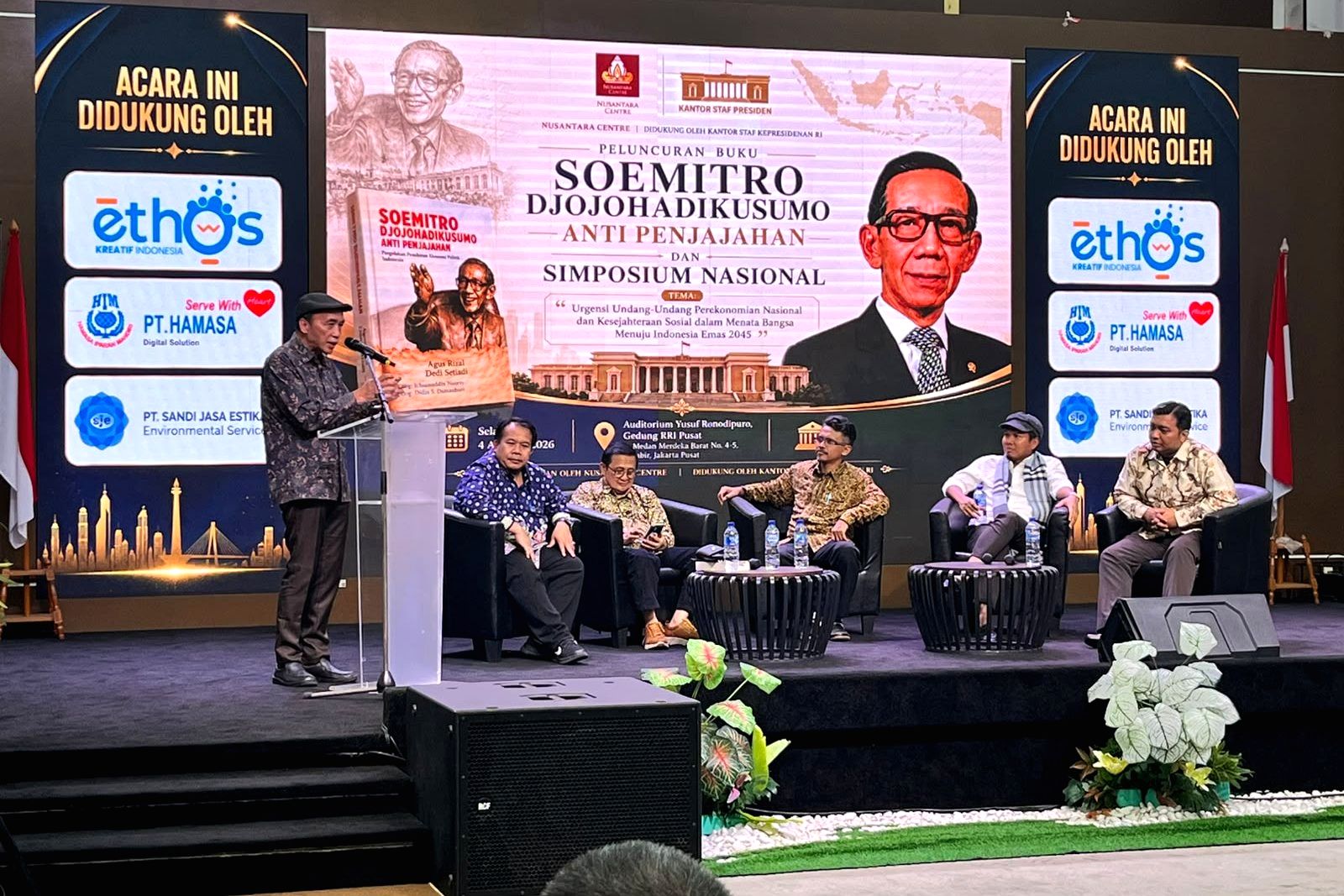 Peluncuran buku Soemitro Djojohadikusumo Anti Penjajahan yang membahas pemikiran ekonomi Pancasila di Jakarta.