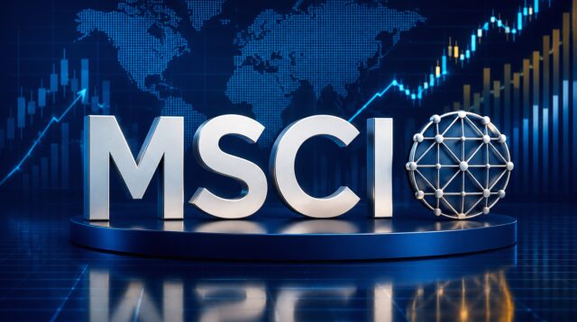 Grafik pergerakan saham dan logo bursa efek Indonesia di layar monitor perdagangan
