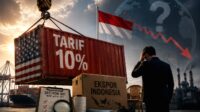 Pekerja di pabrik manufaktur Indonesia yang terdampak kebijakan tarif impor baru Amerika Serikat.